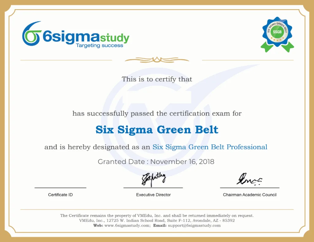 Six Sigma Green Belt Certification