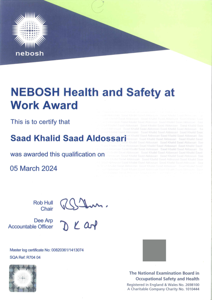 NEBOSH HSW Certificate