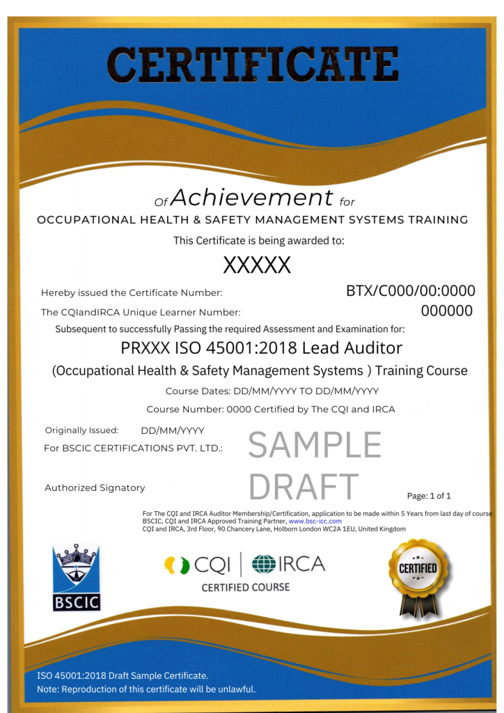 ISO 45001 Certificate