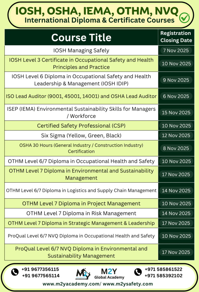 iosh osha iema othm nvq combo