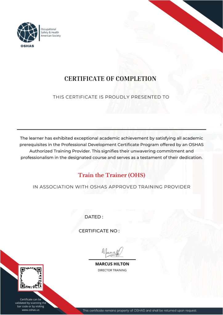 Train The Trainer OSHA Certificate