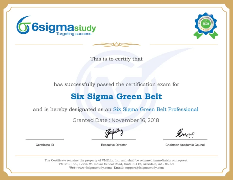 Six Sigma Green Belt Certification