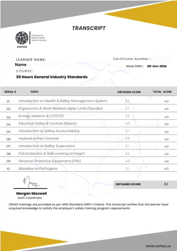 osha Transcript