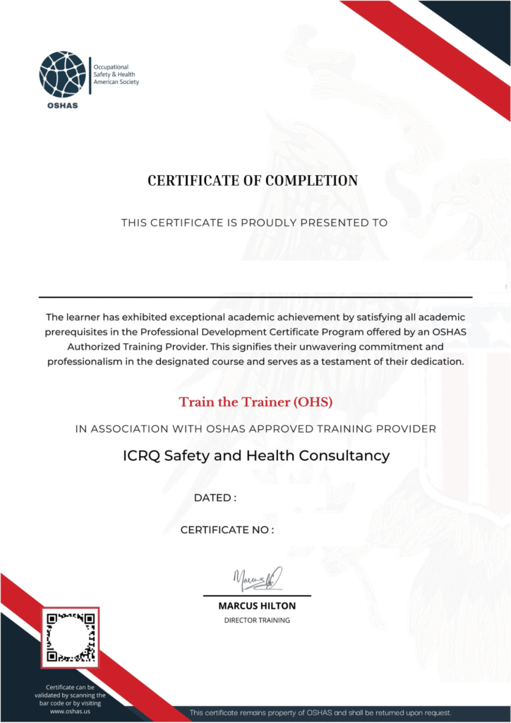 Train The Trainer OSHA Certificate