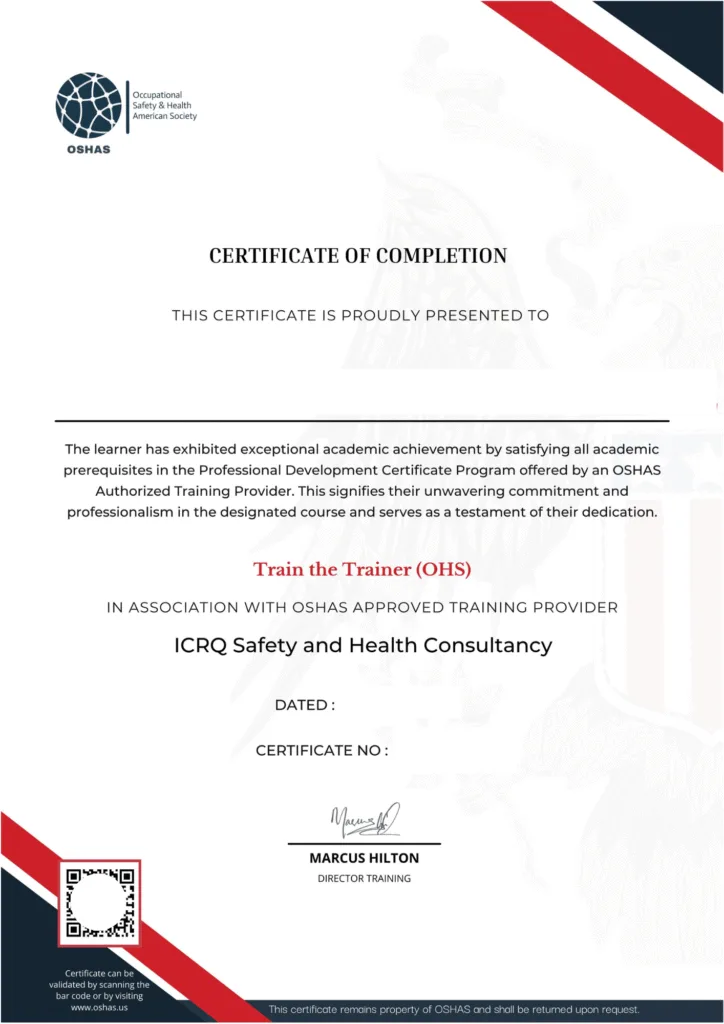 Train The Trainer OSHA Certificate
