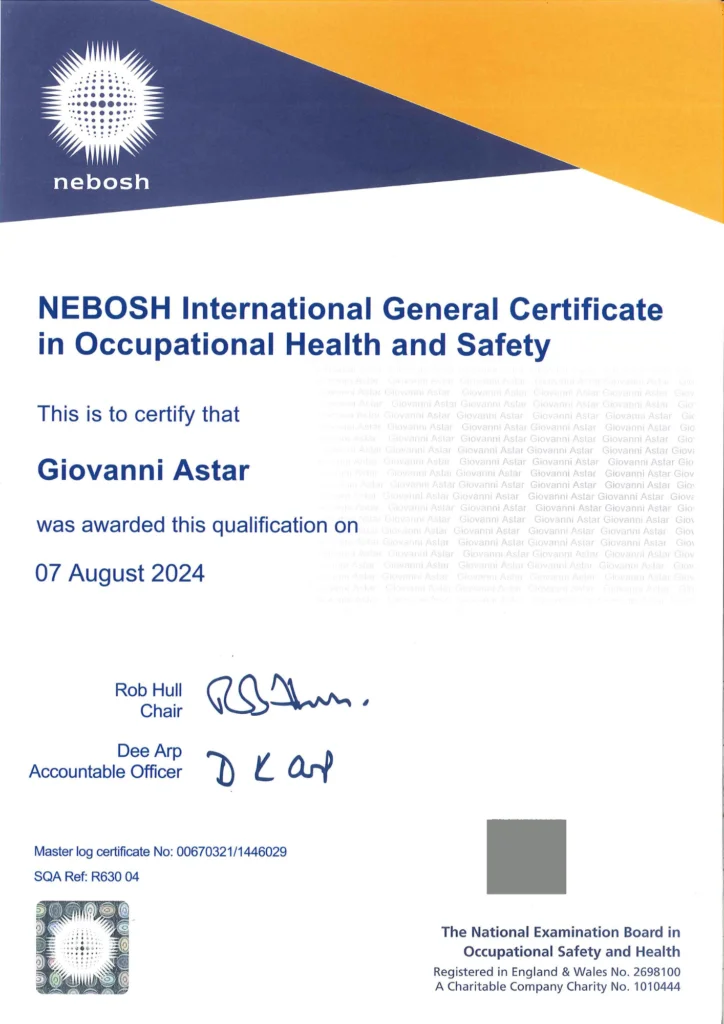 Nebosh igc certificate