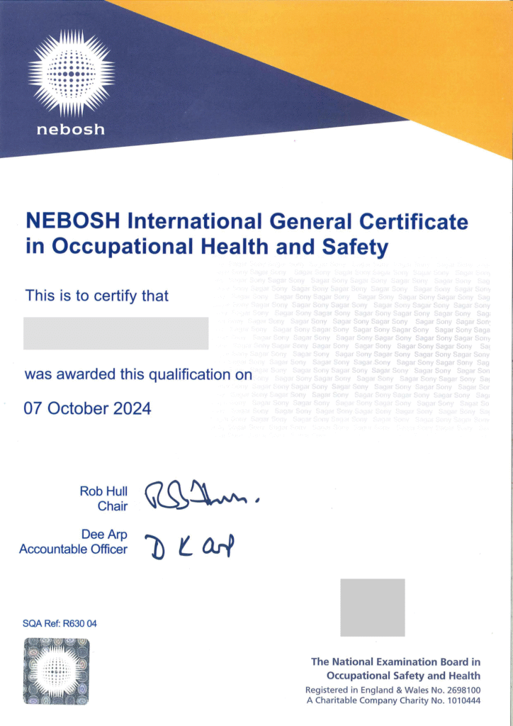 NEBOSH IGC Certificate
