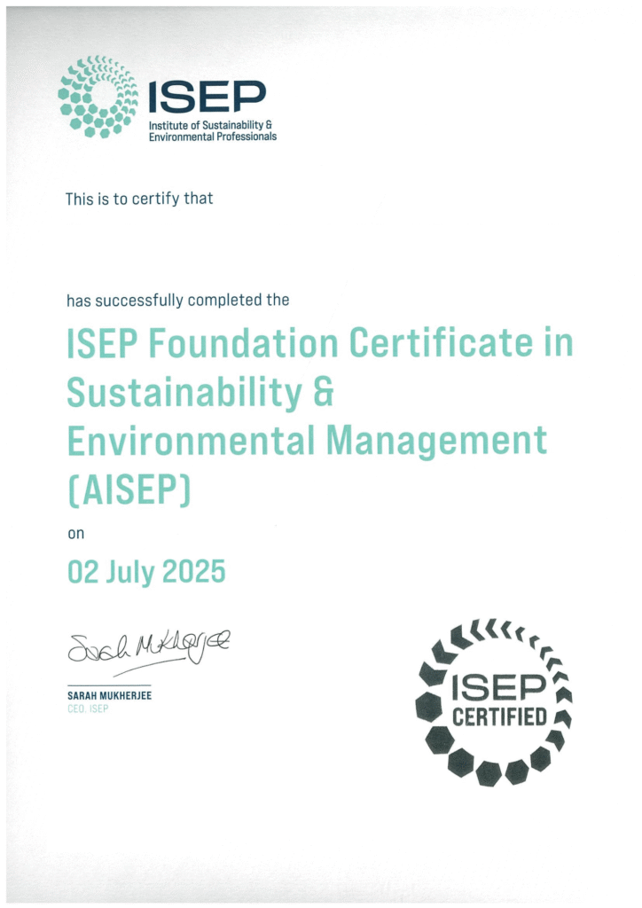 ISEP Foundation Sample Certificate