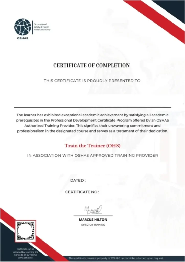 Train The Trainer OSHA Certificate