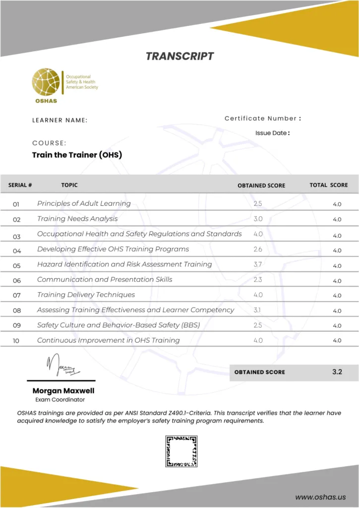 Train The Trainer OSHA OHS