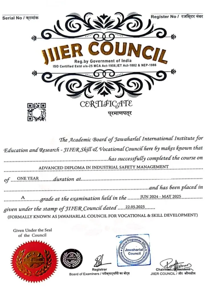 Advanced Diploma in Industrial Safety Management