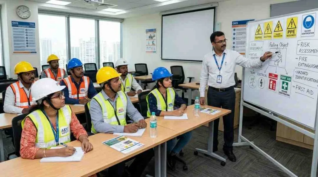 OSHA 30-hour safety training classroom session in India with certified instructor and HSE professionals