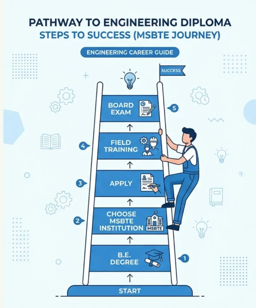 Step by step safety course eligibility process showing BE degree institution application field training and board exam